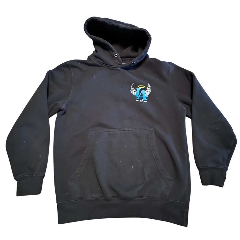 Fashion Nova Men LA City of Angels Hoodie Mens S Black Halo Wings‎ Pullover